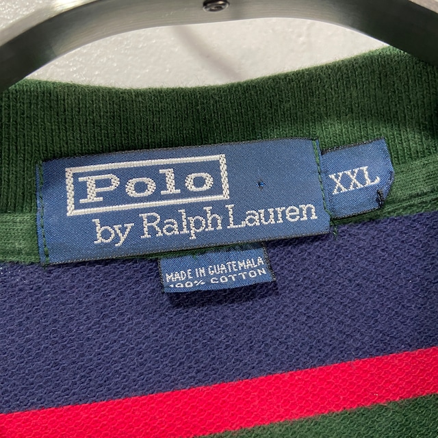 『送料無料』90s Ralph Lauren マルチボーダー長袖ポロシャツ ラガーシャツ