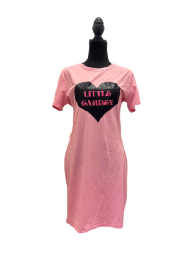 Tシャツワンピース【ブラック・ピンクハート】
