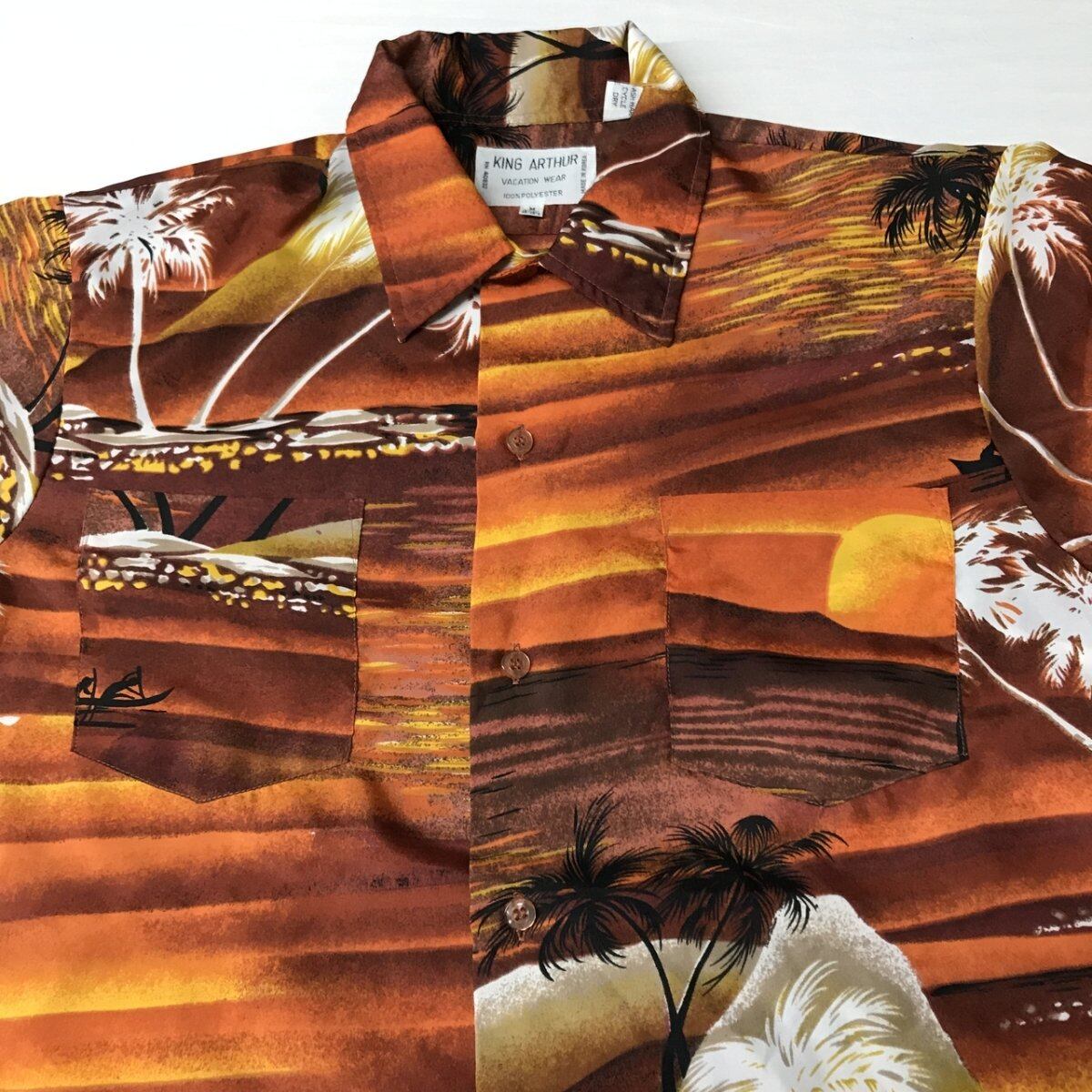 70〜80年代 KING ARTUR VACATION WEAR アロハ ハワイアンシャツ 水色