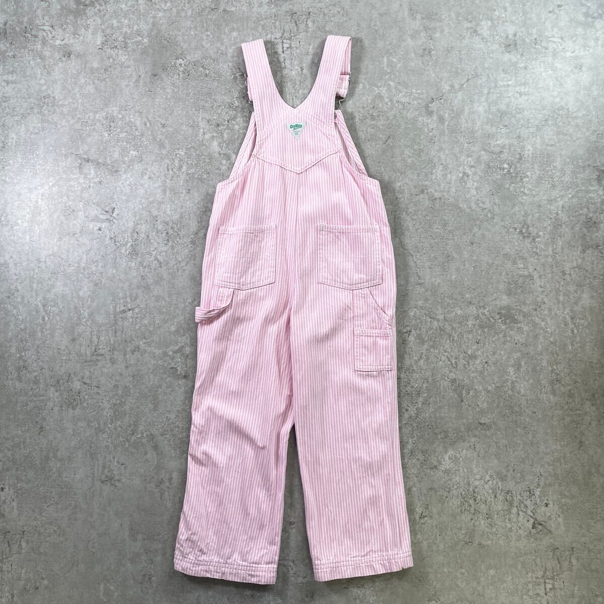 kids】OSHKOSH オシュコシュ ピンクストライプ オーバーオール