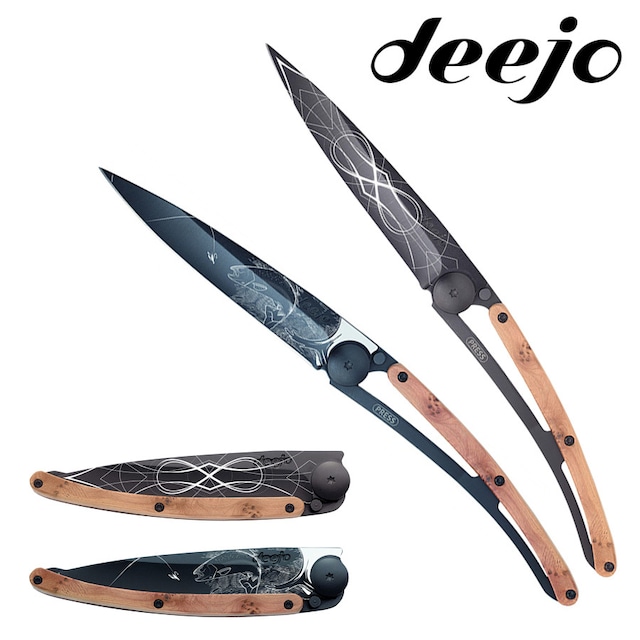 Deejo(ディージョ)　tatoos 37g BLACK 折りたたみ ポケットナイフ