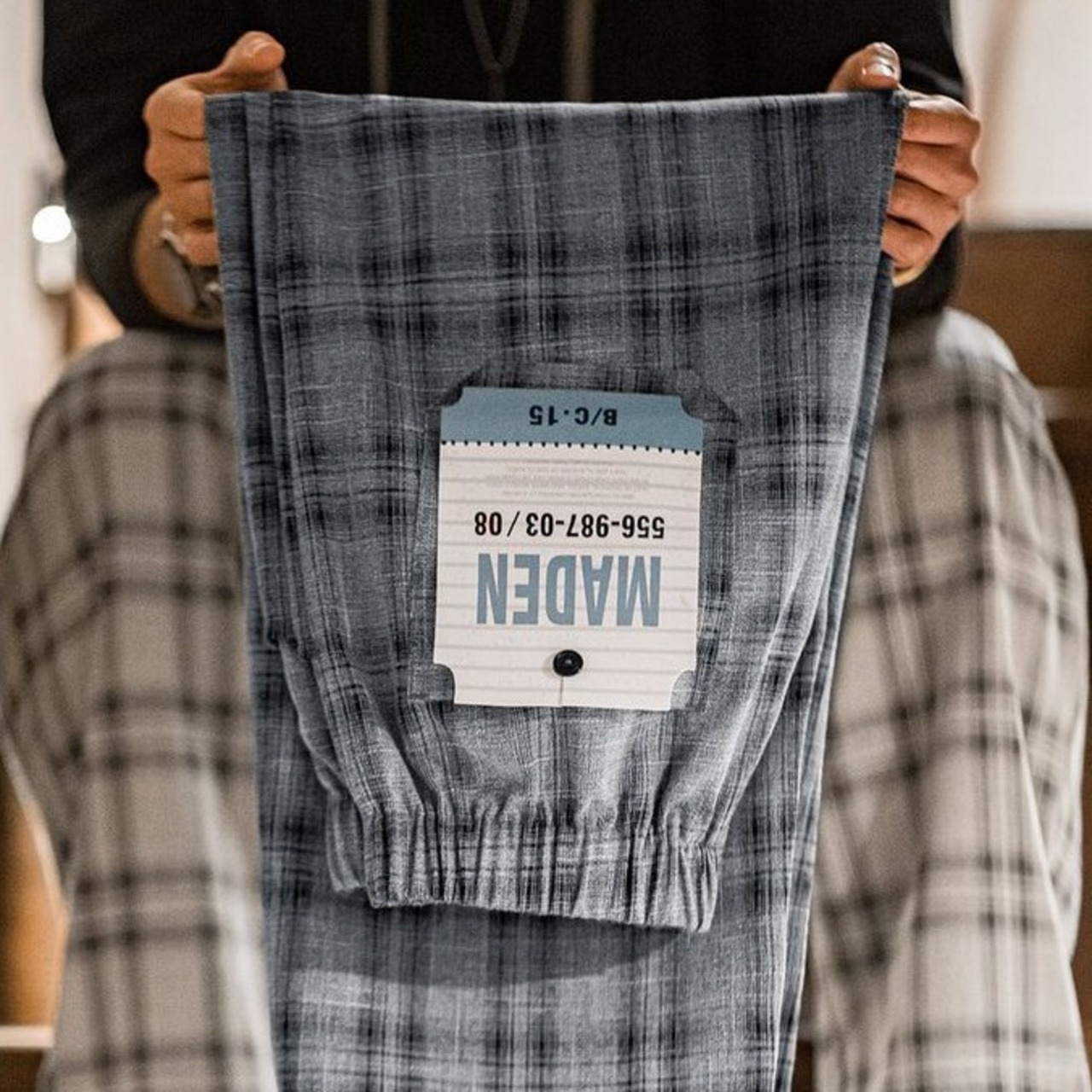 Plaid Drawstring Waist Wide Pants / チェック ドローストリング ウエスト ワイド パンツ