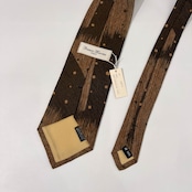 Franco Maria フランコ マリア タグ付き イタリア製生地 絹100% 切替 総柄 ネクタイ ベージュ ブラウン