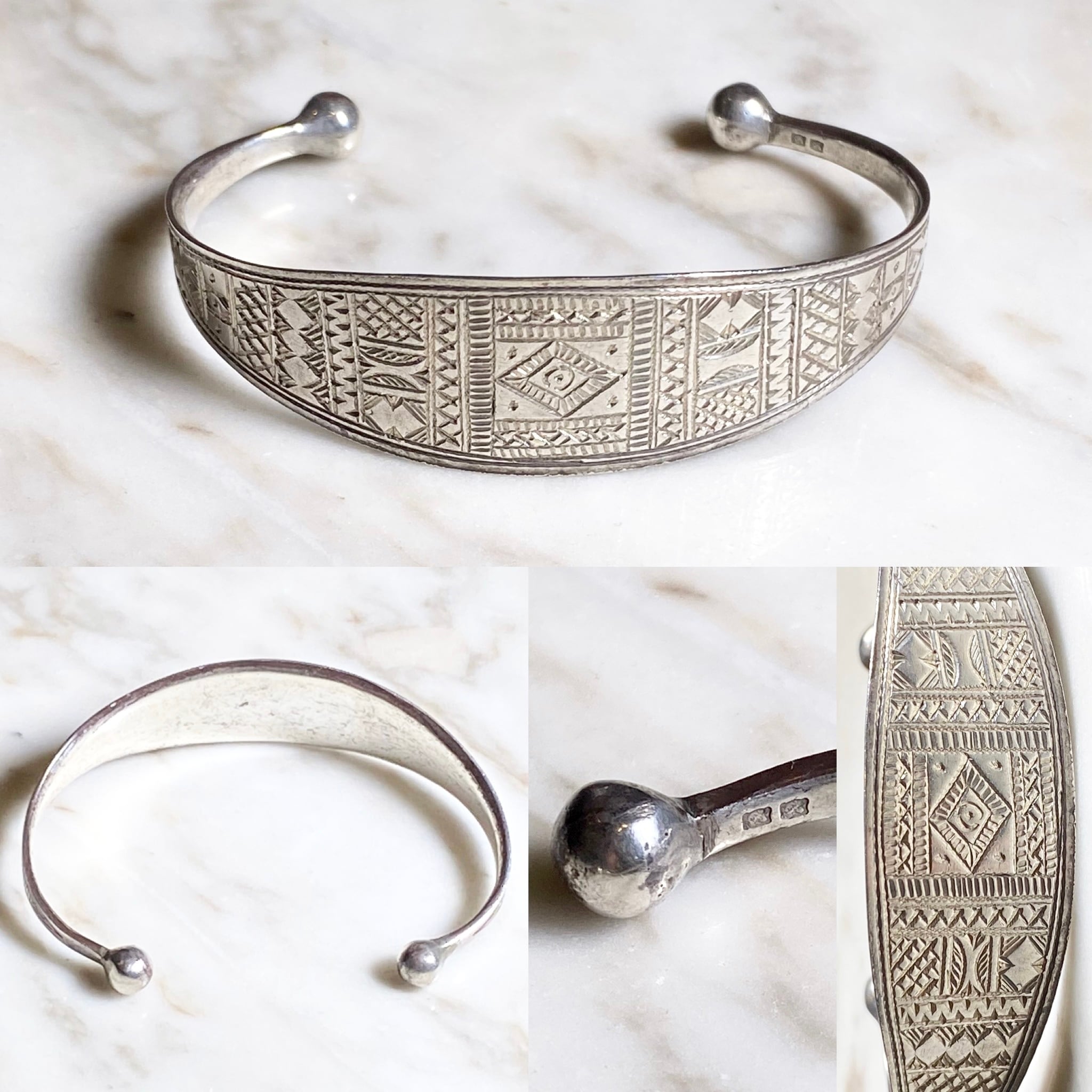 vintage TOUAREG silver engraved cuff bangle | NOIR ONLINE
