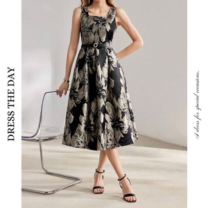 フラワープリントAラインワンピース W0037