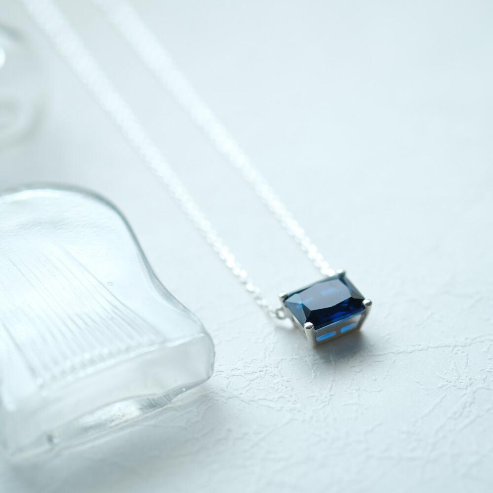 サファイア スクエア 両吊 ネックレス シルバー925 | クラウド