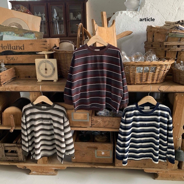 【取寄】article|tencel stripe box tee|テンセルボーダーボックスT|S-JM|kids&jr|26 autumn
