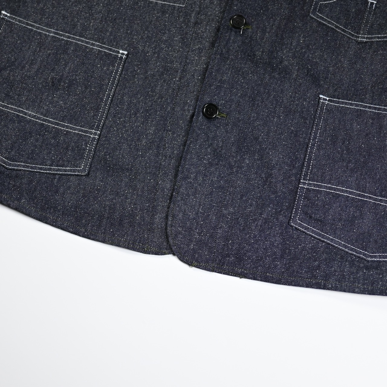 INTERIM / GOAT LEATHER COLLAR SILK NOIL DENIM 1st HERCULES COVERALL