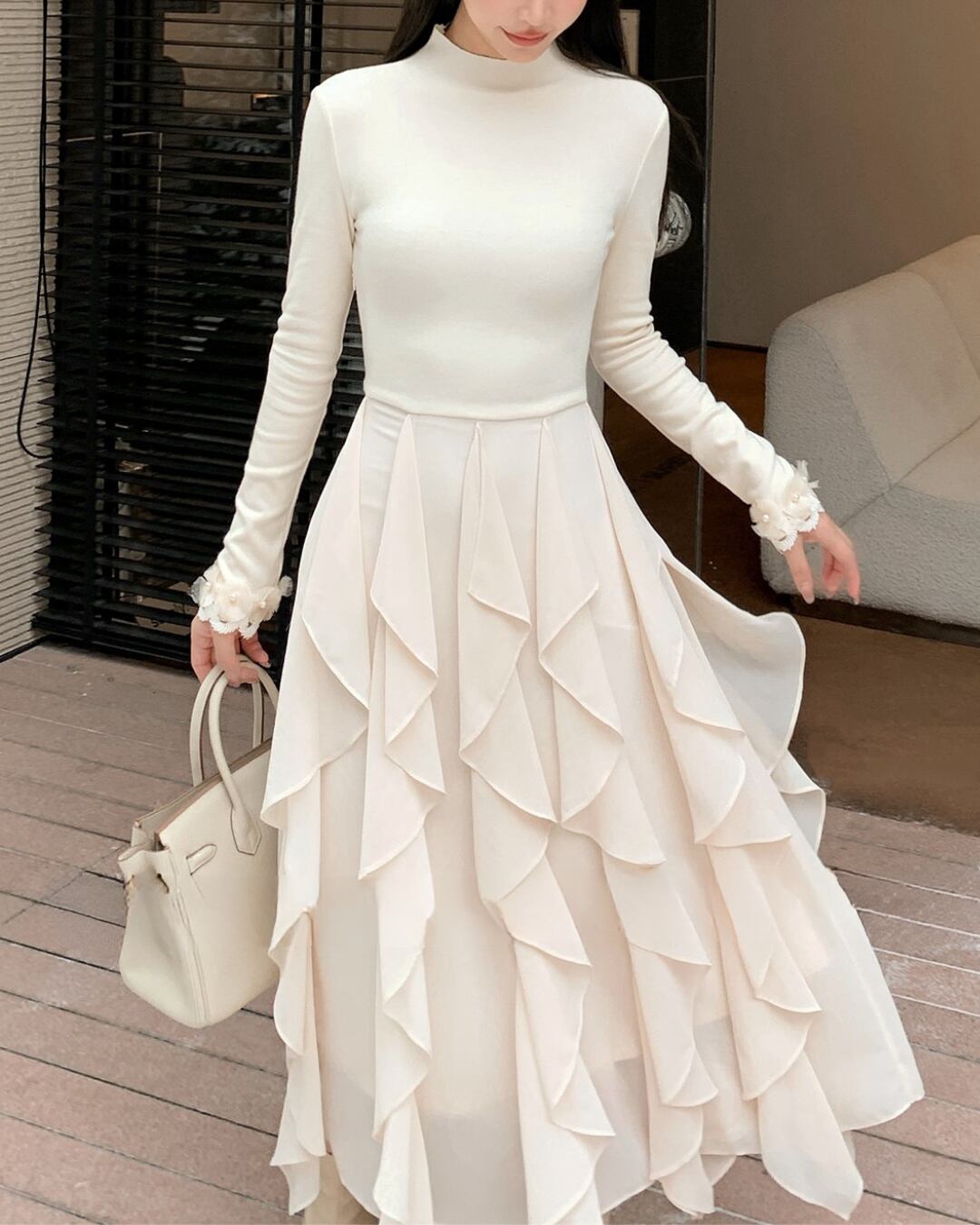 ハイネックフレアワンピース l5375