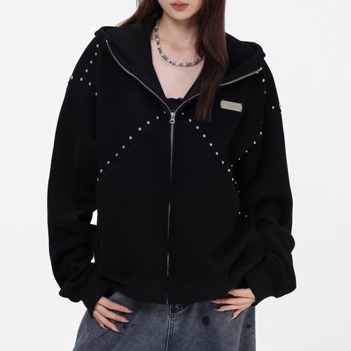 stud zip hoodie / l0167