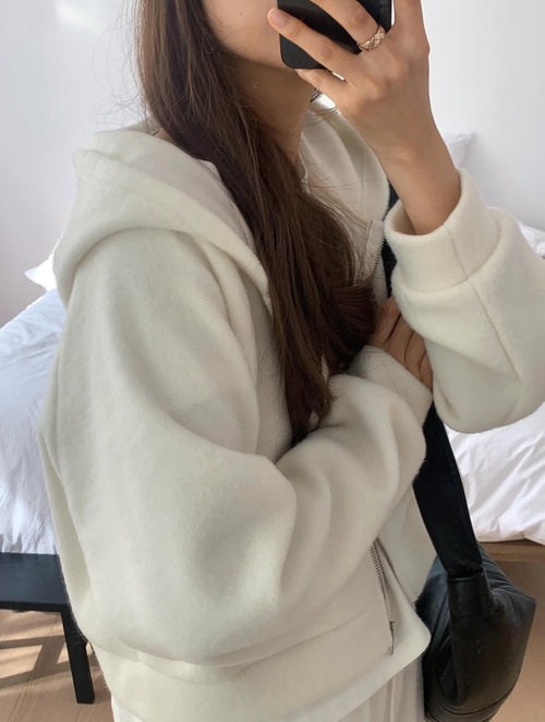 (LITER) pony wool hood zip up / 2color