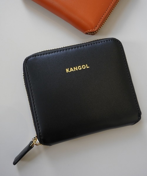 KANGOL (カンゴール) シルエットロゴ型押し ショートウォレット 二折り財布 ブラック KGSA-WA00018