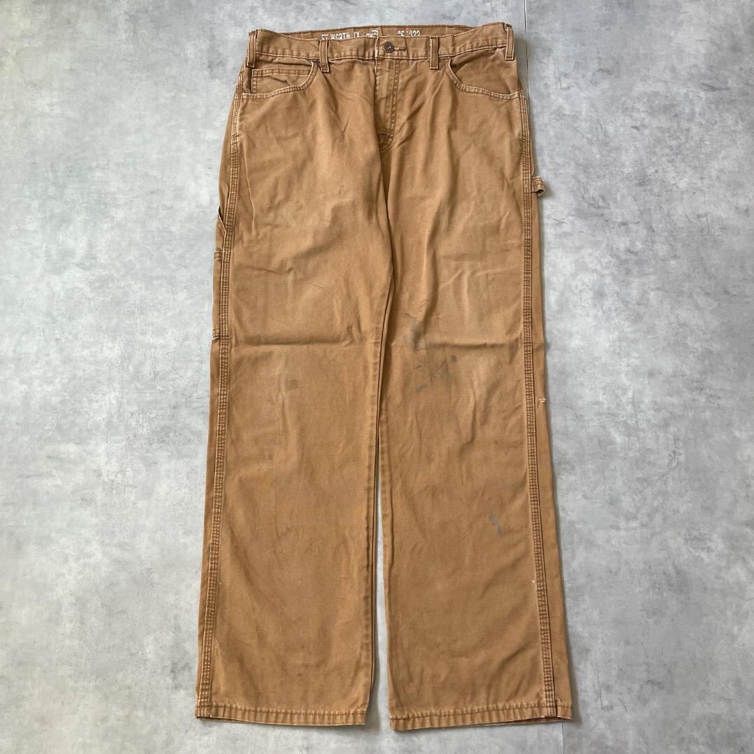 ディッキーズ W32 ダックパンツ ペインター ワーク 古着 茶 17090