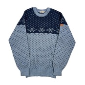 80s 90s イタリア製 SINA COVA シナコバ ノルディック柄 総柄 ウール ニット セーター 42/ブルー系 メンズ ビンテージ