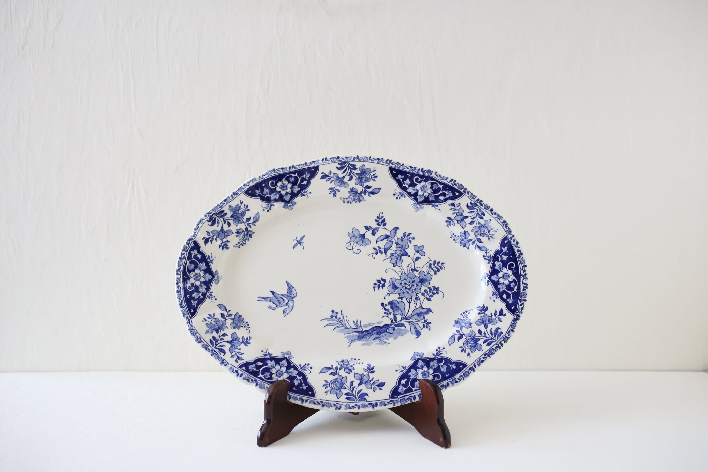 フランス アンティーク ヴィンテージ GIEN ジアン オーバルプレート (約34.3cm × 約25.5cm) N-04711