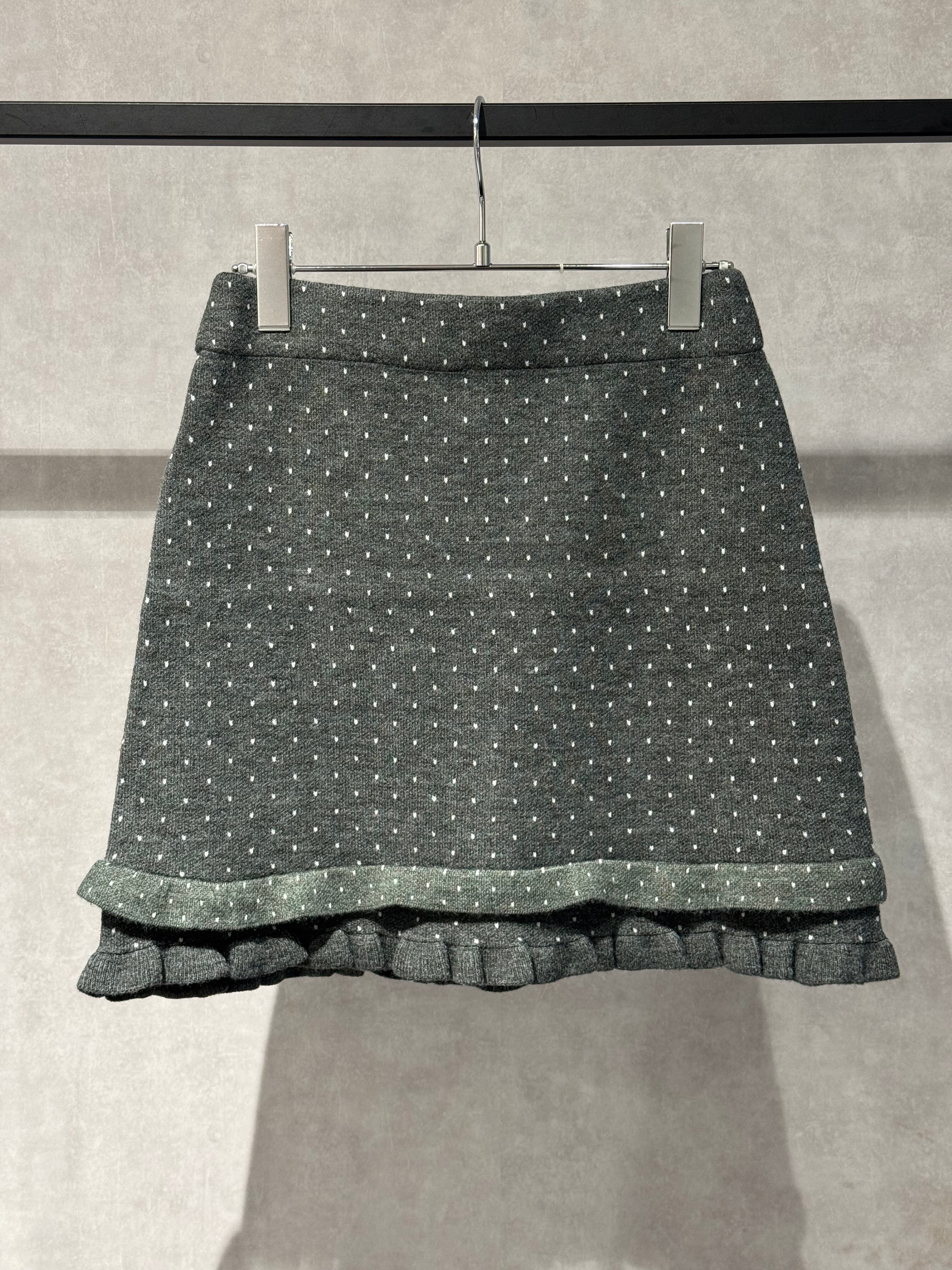 dot frill knit skirt