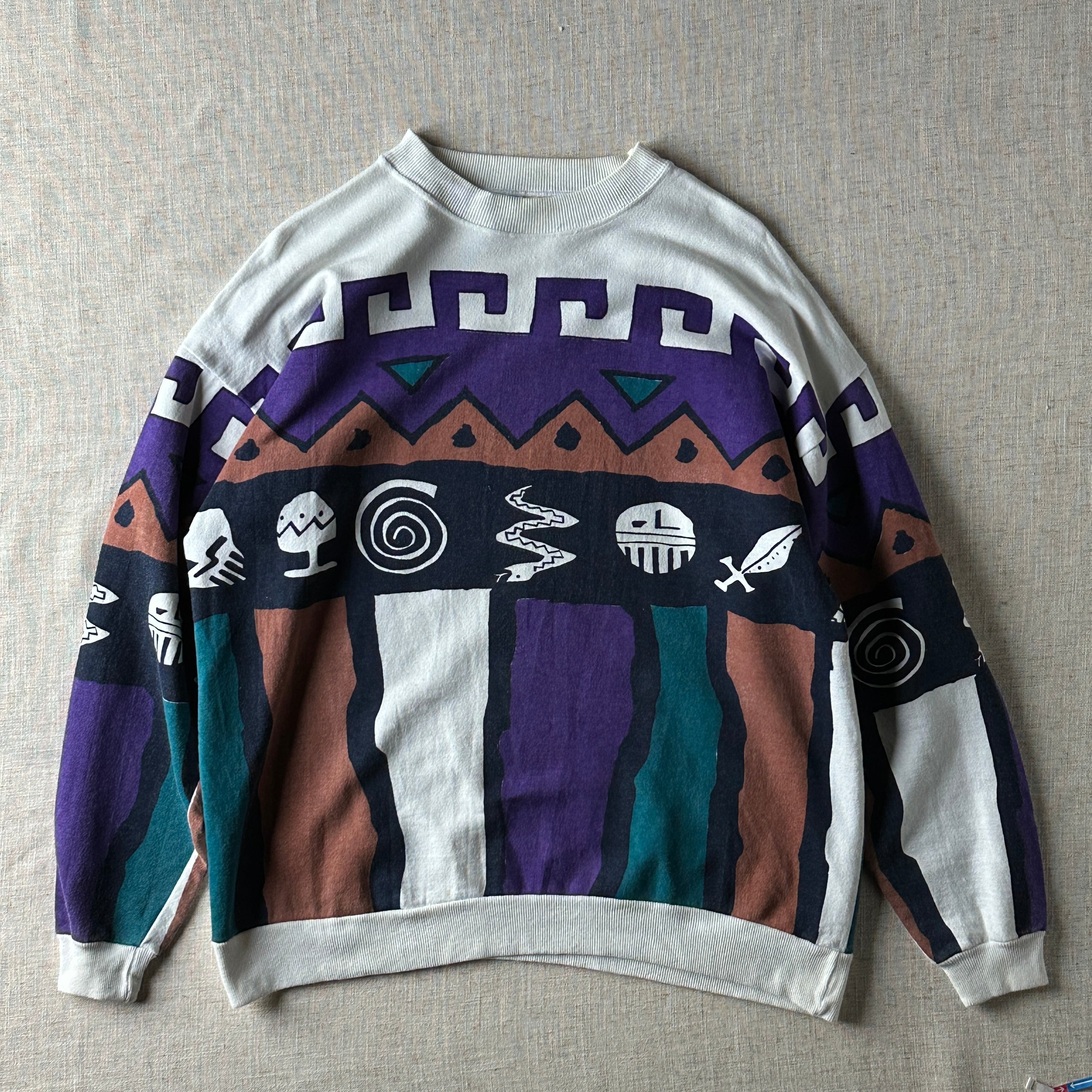 90s USA Made All Over Print Sweatshirt Unisex L