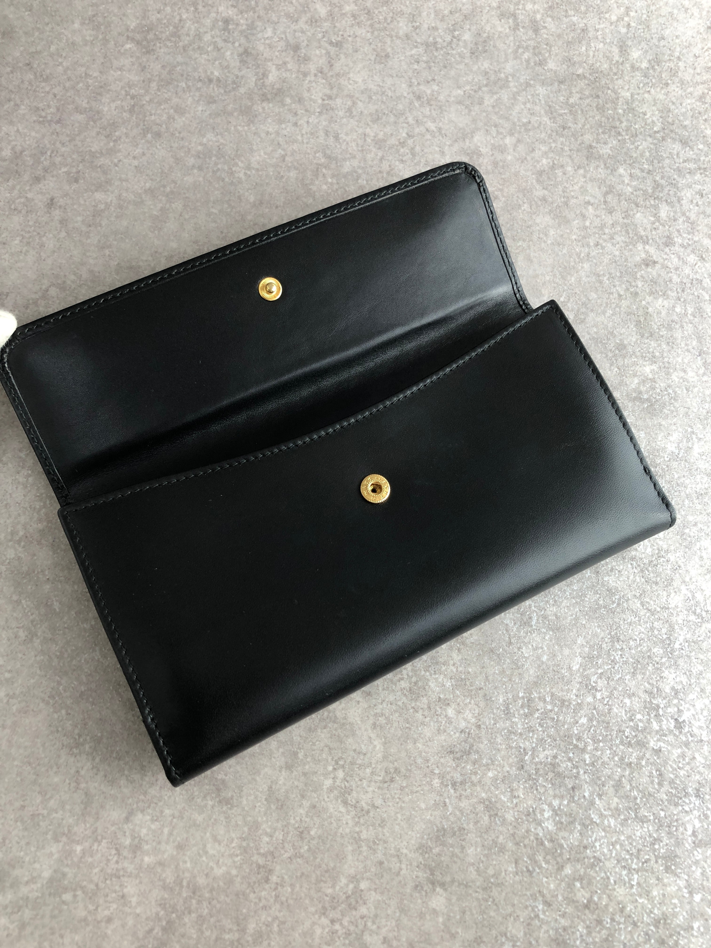 GUCCI グッチ 財布 ブラック ホースビット レザー 長財布 vintage
