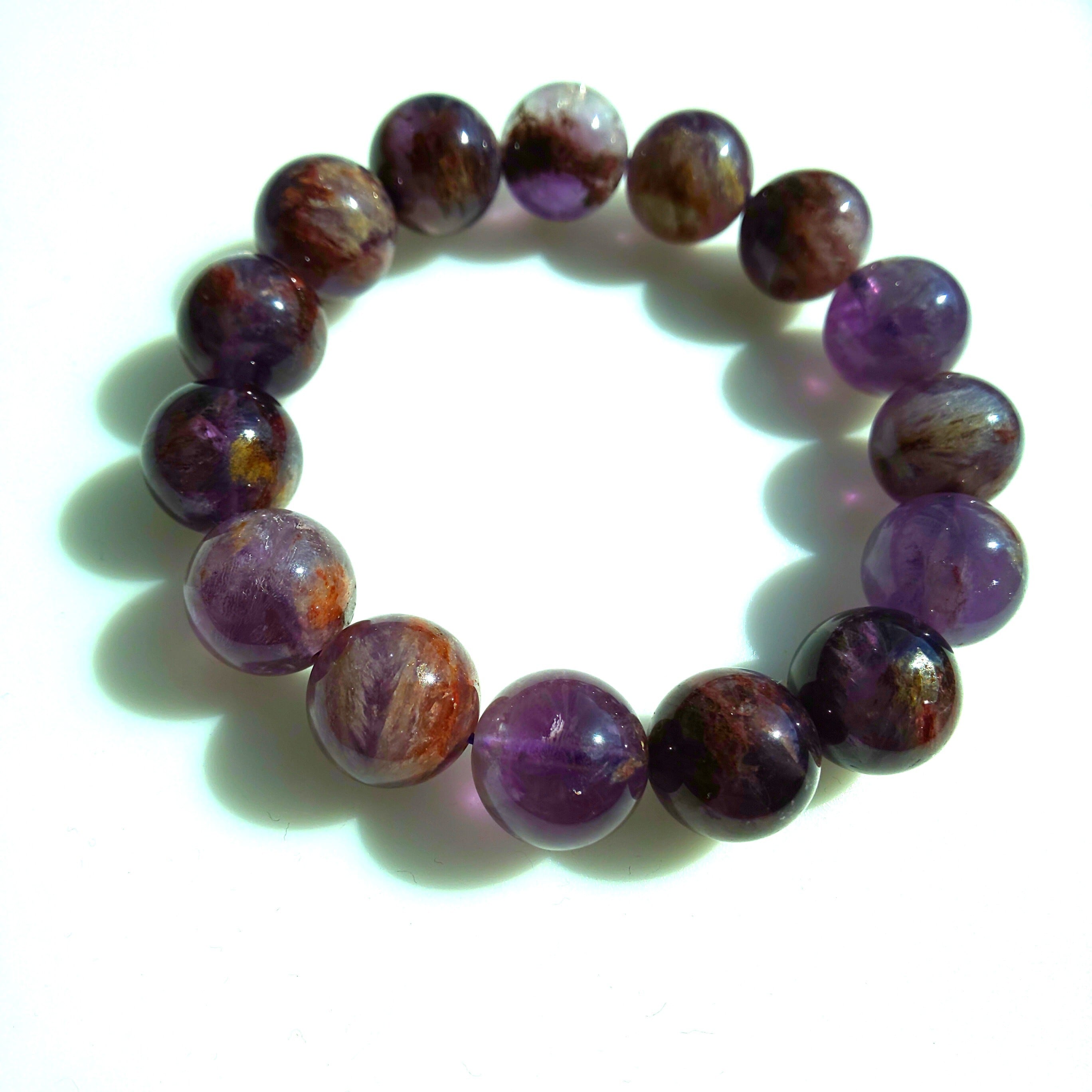 緊張をほぐし癒しを与える/レッドラビットヘアークォーツ/パワーストーンブレス ラビットヘア ピンクルチルクォーツ ブレスレット | Eternal