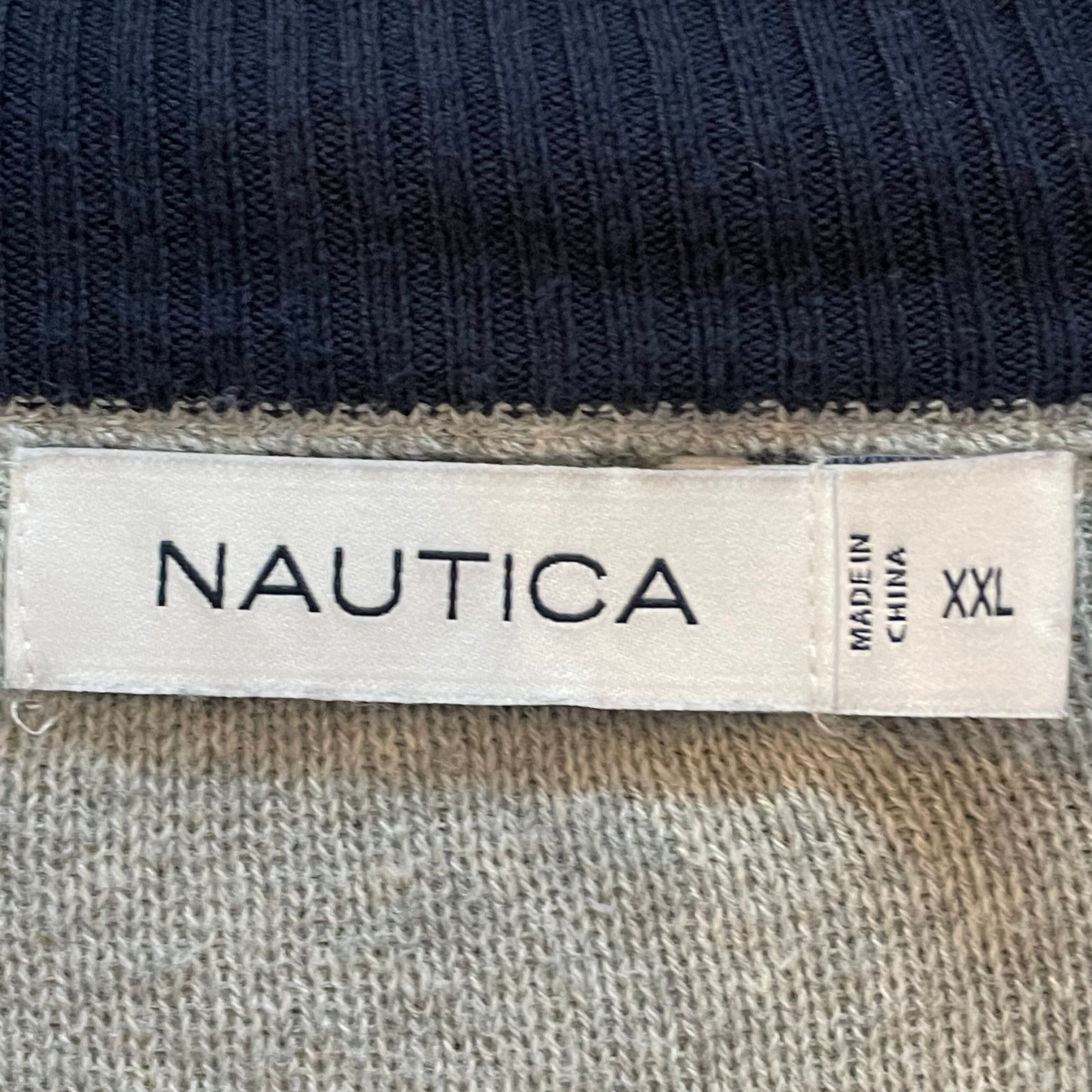 NAUTICA】ハーフジップ ニット ボーダー プルオーバー 刺繍ロゴ ワン ...