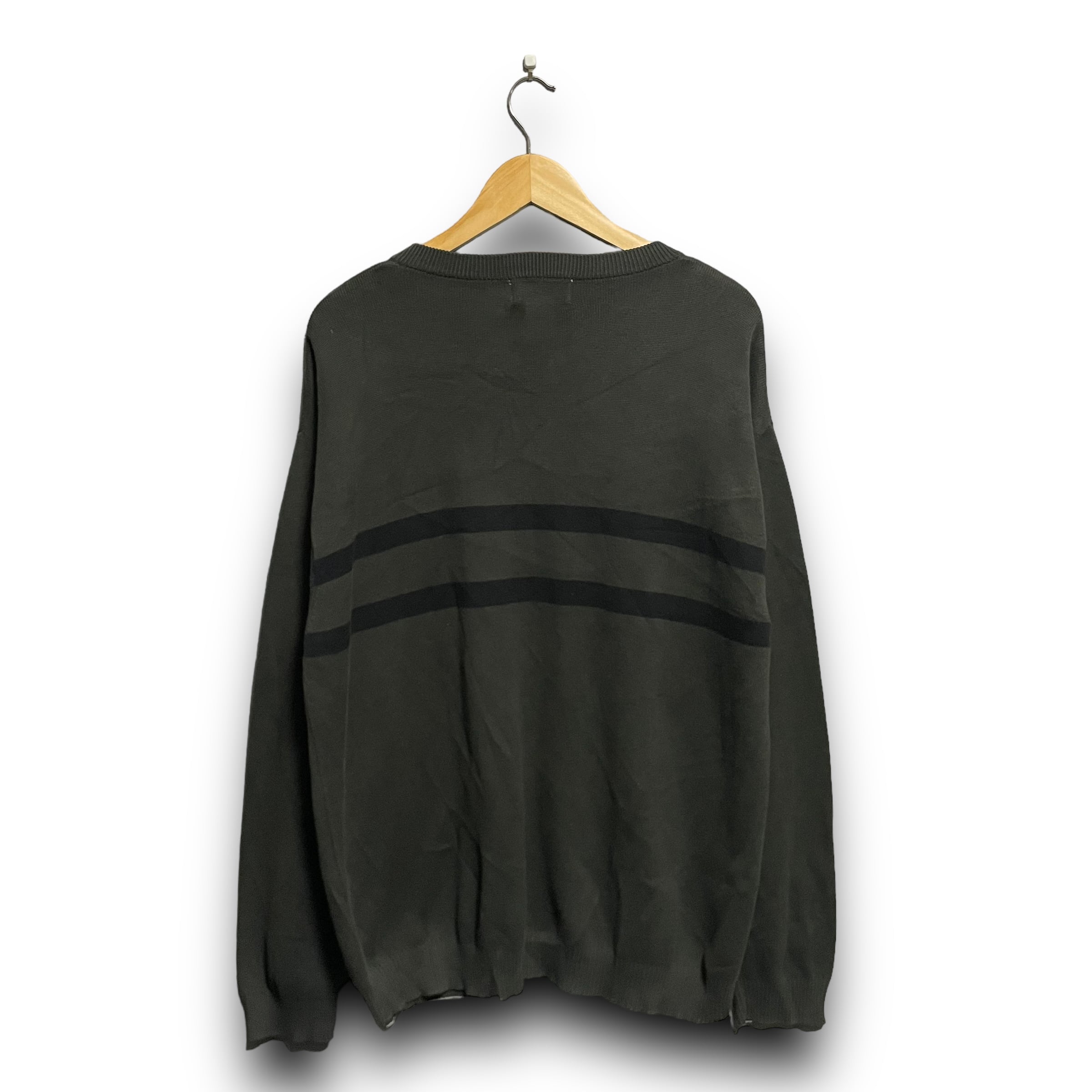 【1878】US 海外規格90s CHAPS セーター 刺繍ロゴ ボーダー