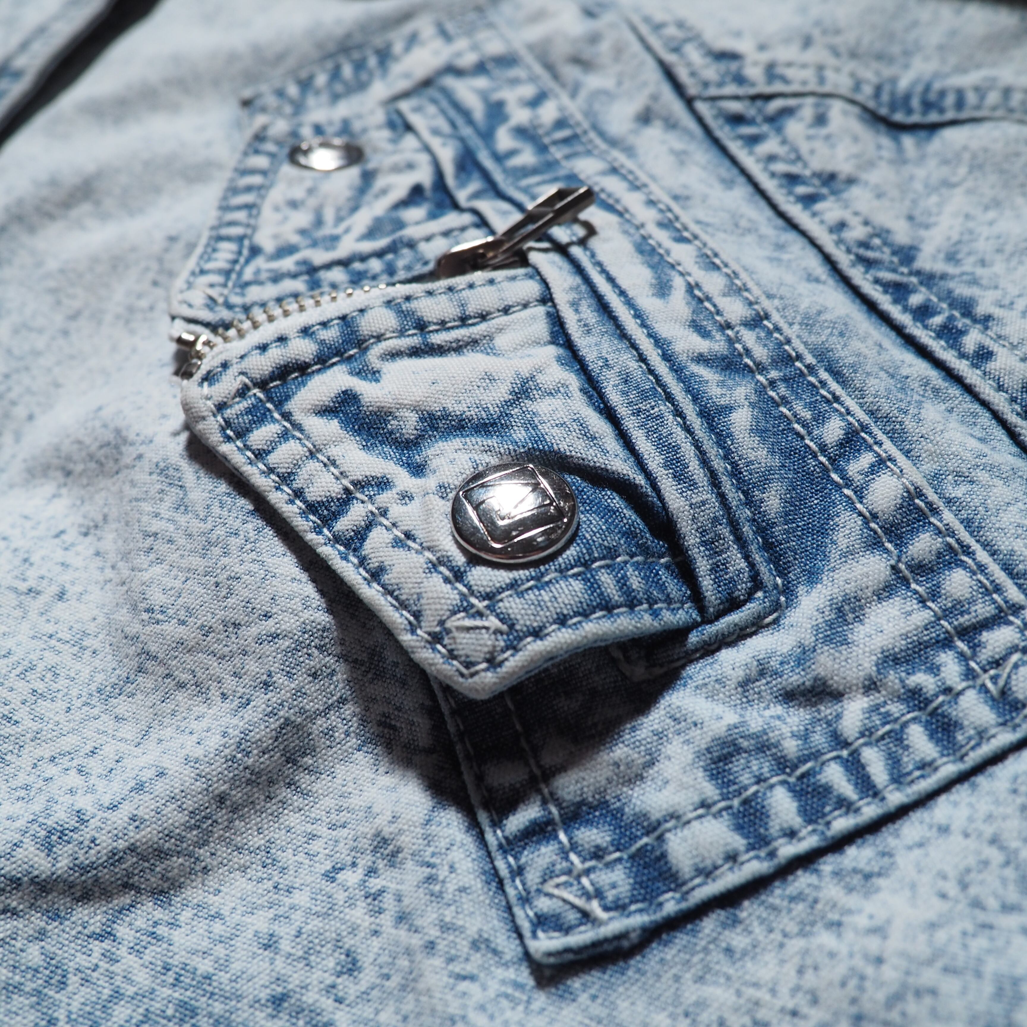 1990s High neck Deformation silhouette vintage loose Denim half coat