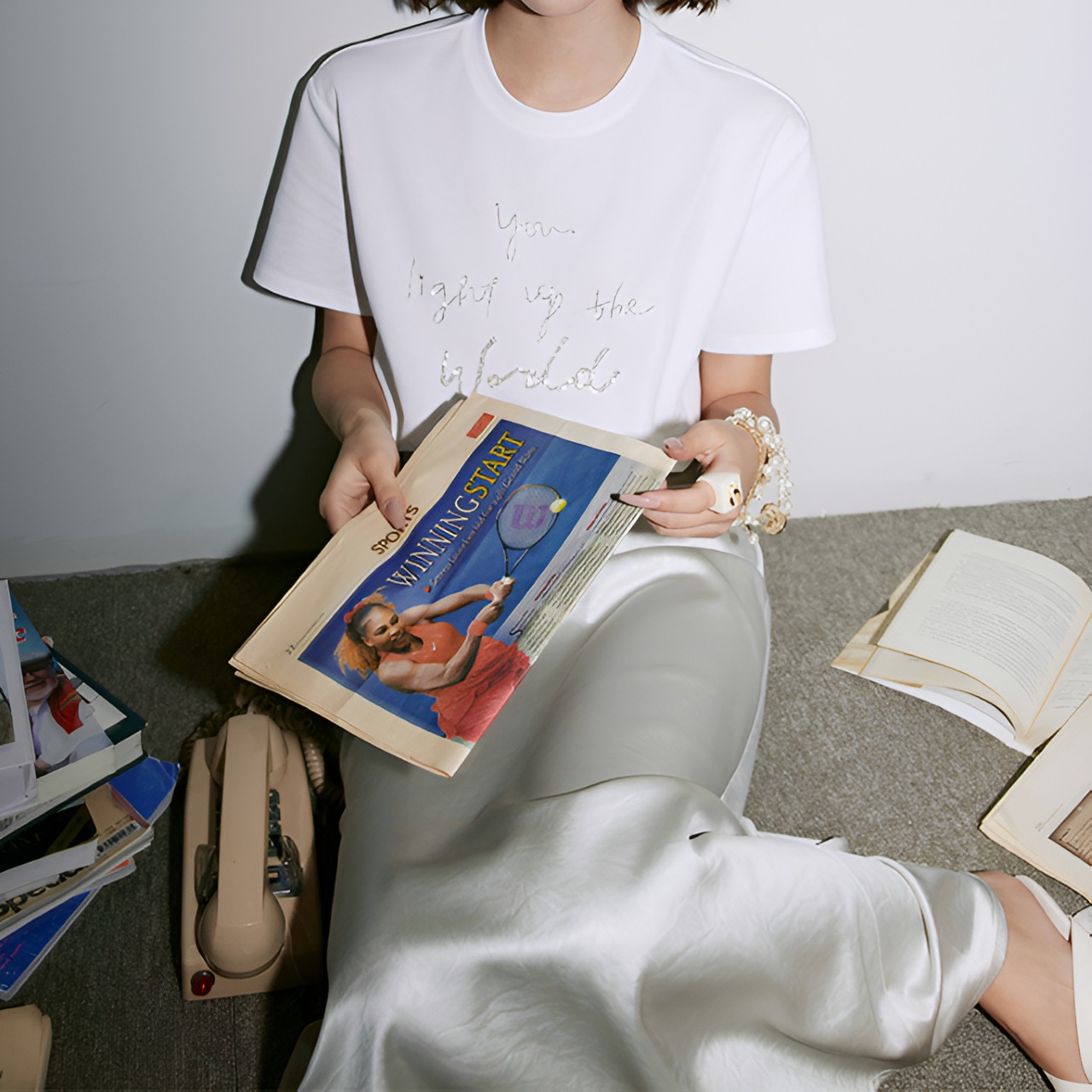 Blogger style gray line skirt【H00035】