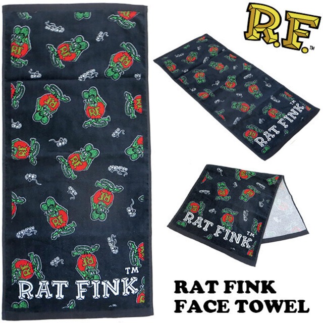 ラットフィンク フェイスタオル BK ・RAT FINK タオル アメリカン雑貨
