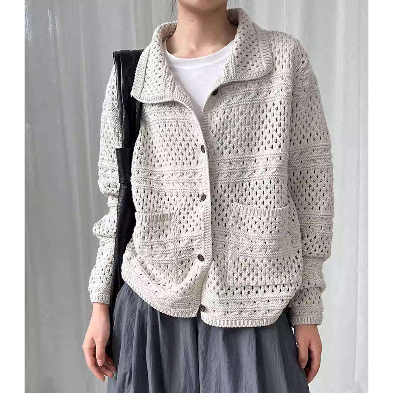 クロシェ編みカーディガン a0552