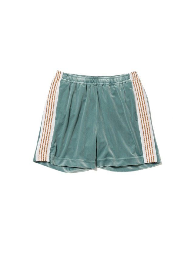 Sasquatchfabrix. / LACE TAPE VELOUR SHORTS(BLUE GREEN)