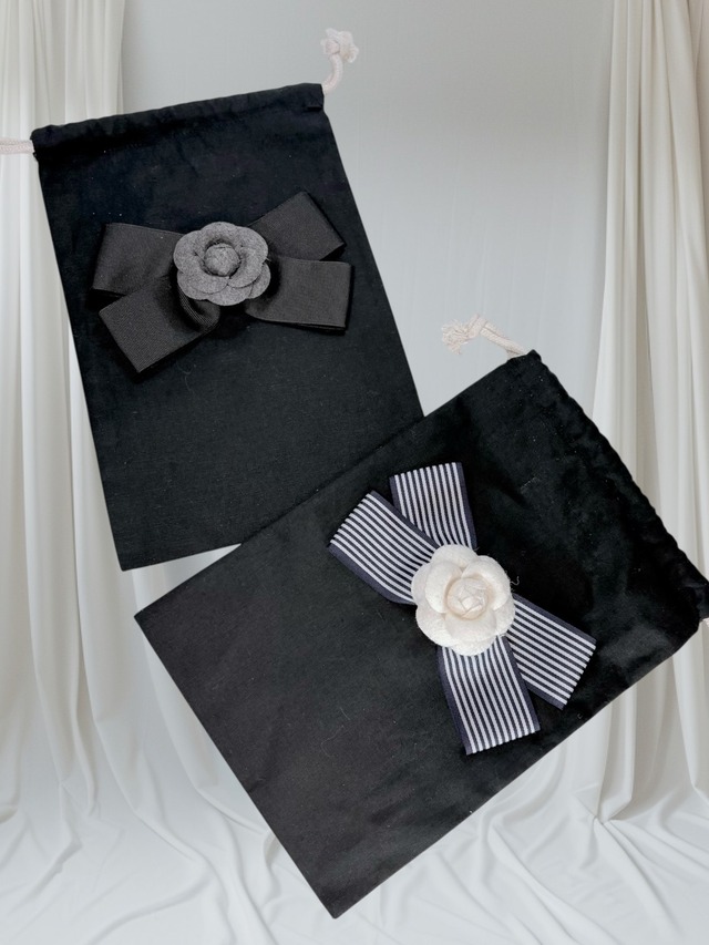 CLOSE SALE★PC0042　カメリアリボン巾着ポーチ