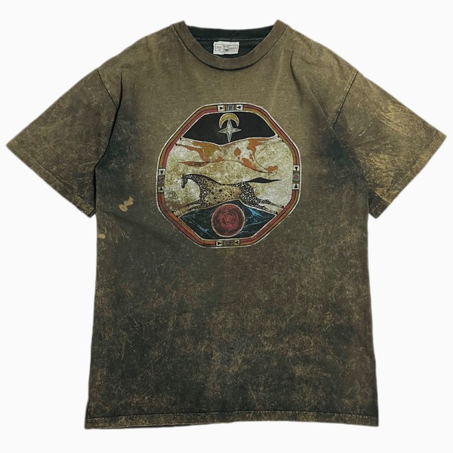 90s acid wash Horse graphic T-shirt グラフィック Tシャツ アート系 馬 動物 アニマル