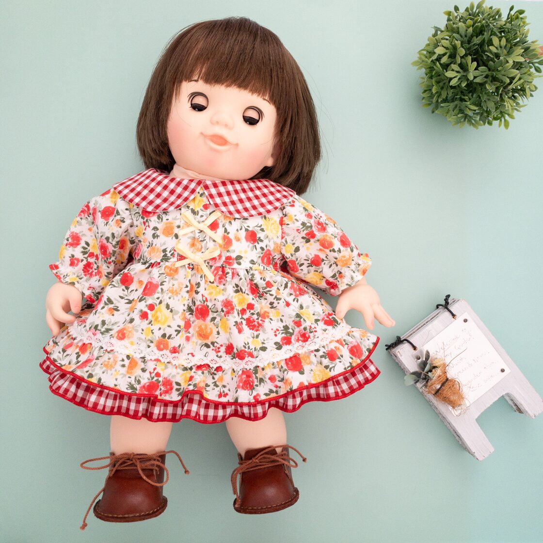 2段フリルワンピース（赤花赤チェック）ぽぽちゃん | Pay ID 