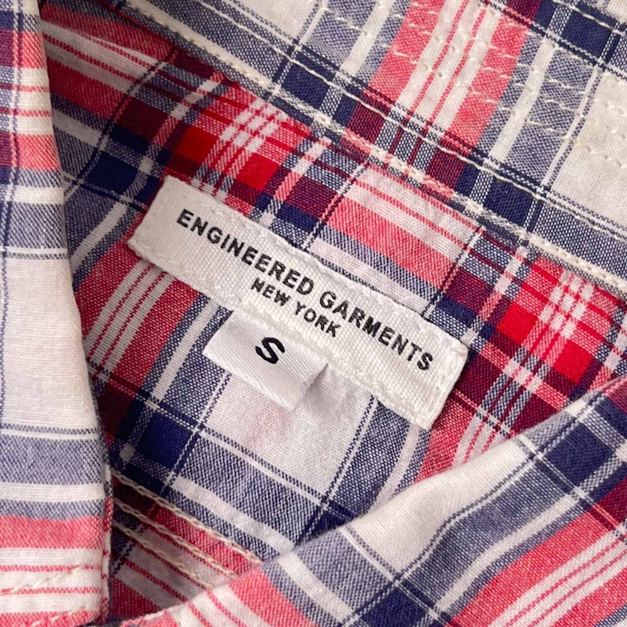 USA製 ENGINEERED GARMENTS NEW YORK エンジニアドガーメンツ チェック 猫目ボタン 山ポケ 長袖 ワークシャツ S/レッド×ブルー系 メンズ