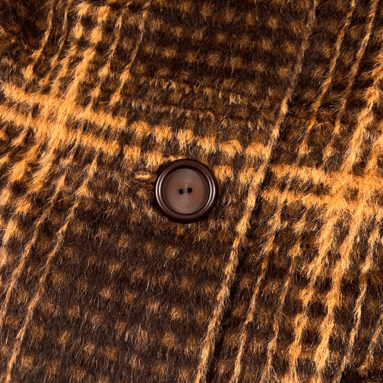 希少 レア LUXURY llama ラグジュアリー ラマ100% London Maid ロンドンメイド チェック柄 毛皮 ファー オーバー コート /ビンテージ/オレンジブラウン系