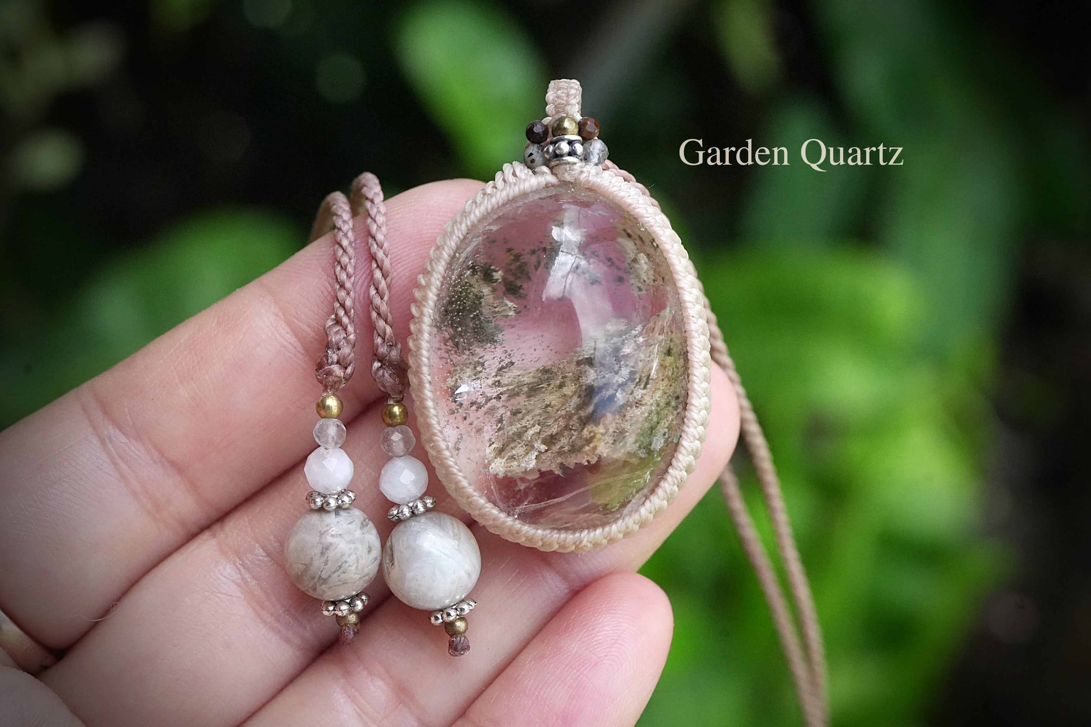 花と木の彩★ガーデンクォーツ マクラメネックレス2150