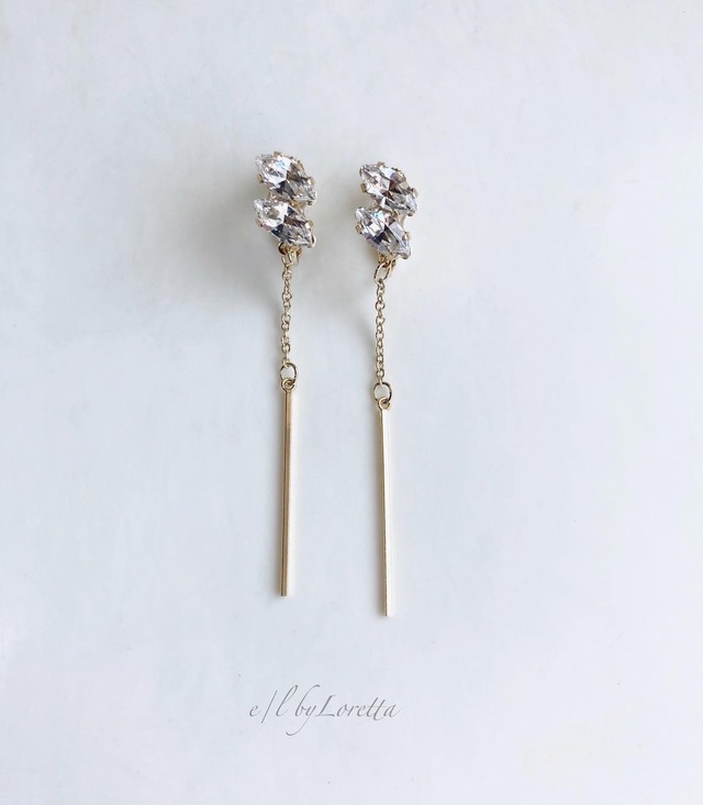W marquise bijou stick pierce/earring (Crystal) [cc]