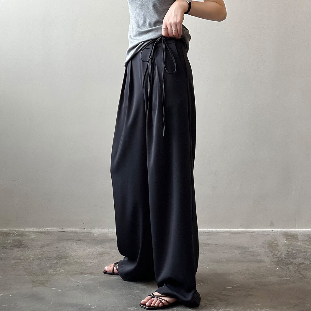 Ribbon tie Loose pants k0713