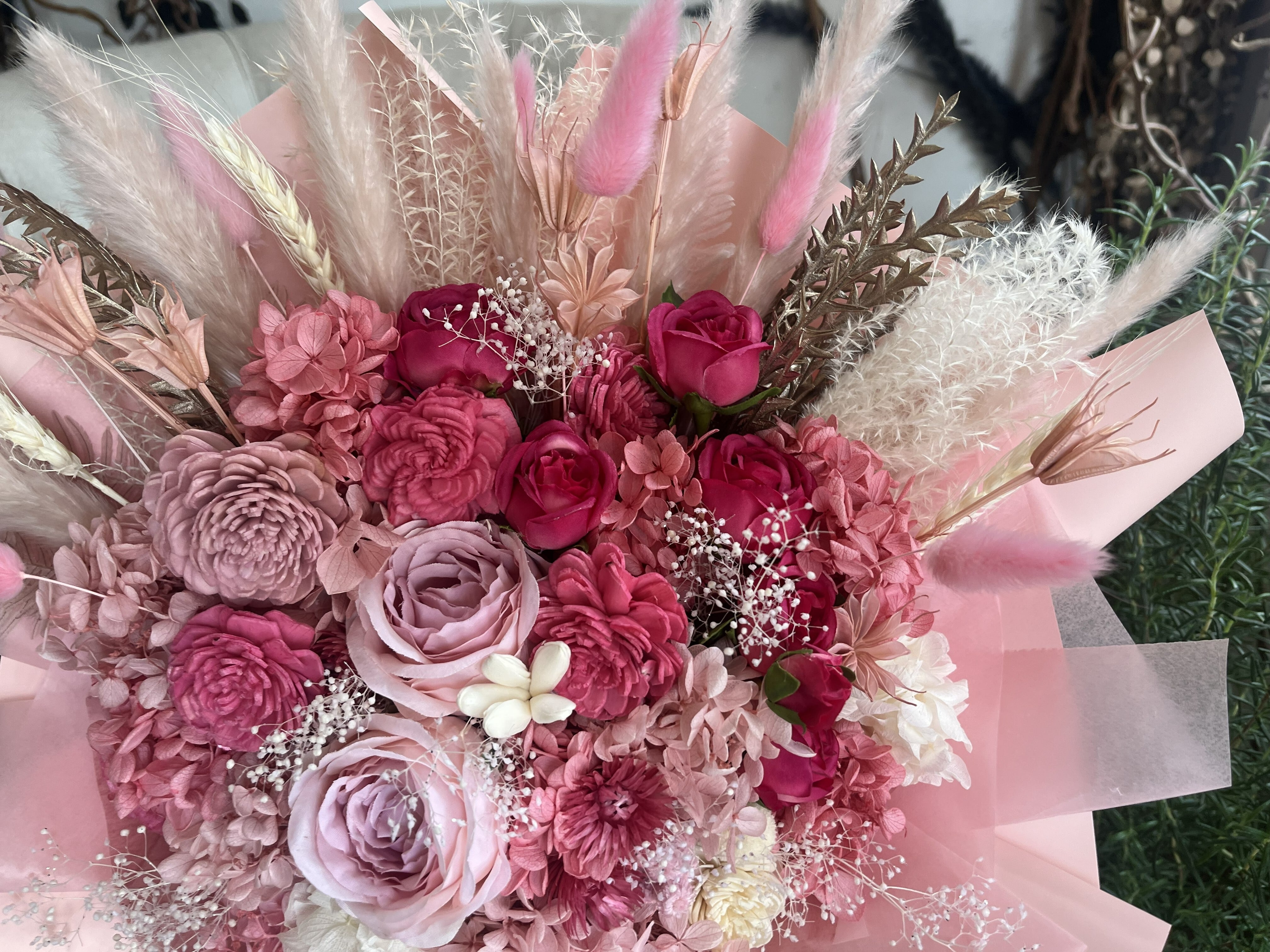 ピンク プリザーブドフラワー 花束 ギフト プリザーブドフラワー 花束 ギフト｜スタンディングブーケ（自立型
