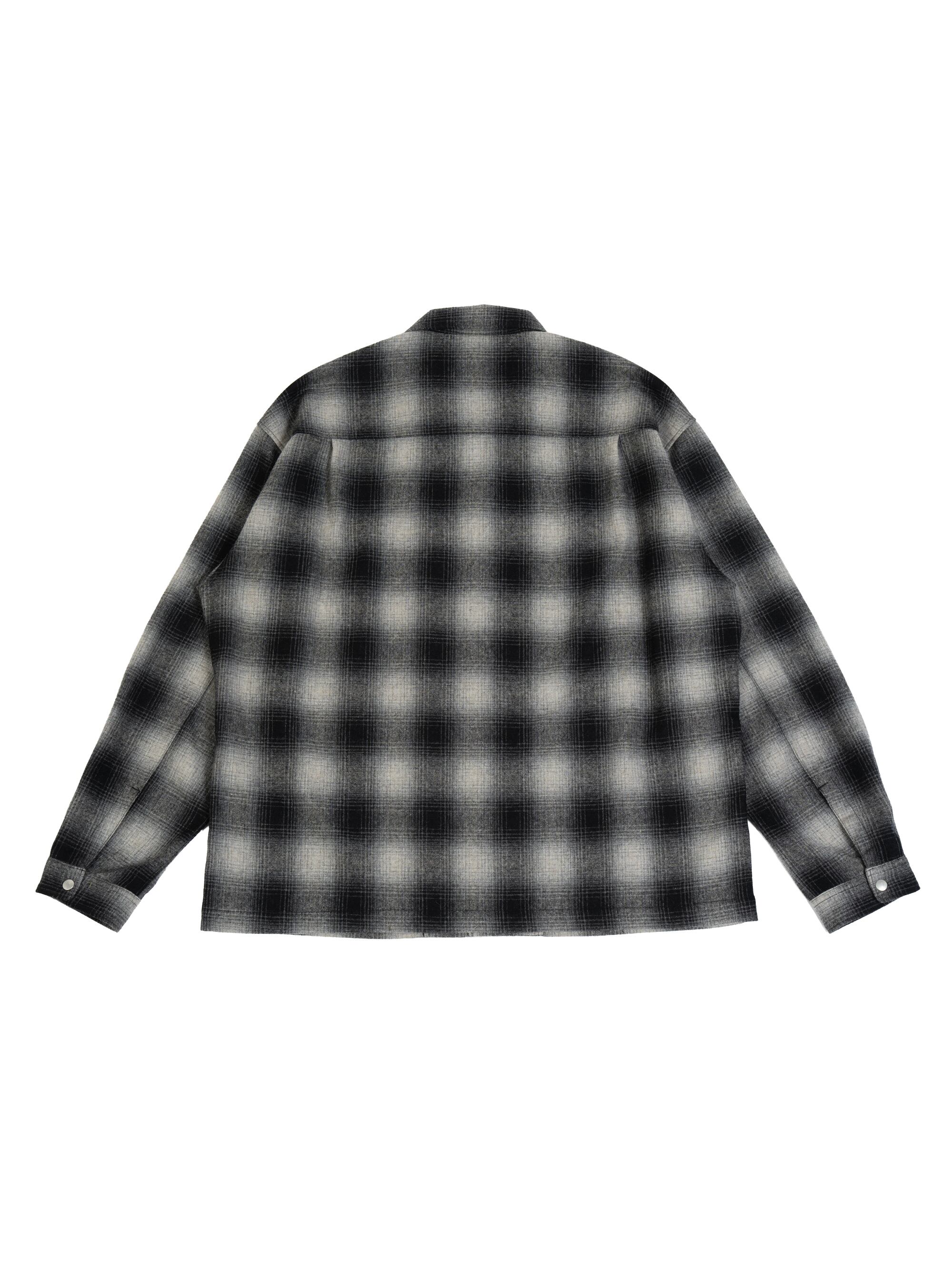 Ombre Check Shirt Jacket (white×black) | OVY