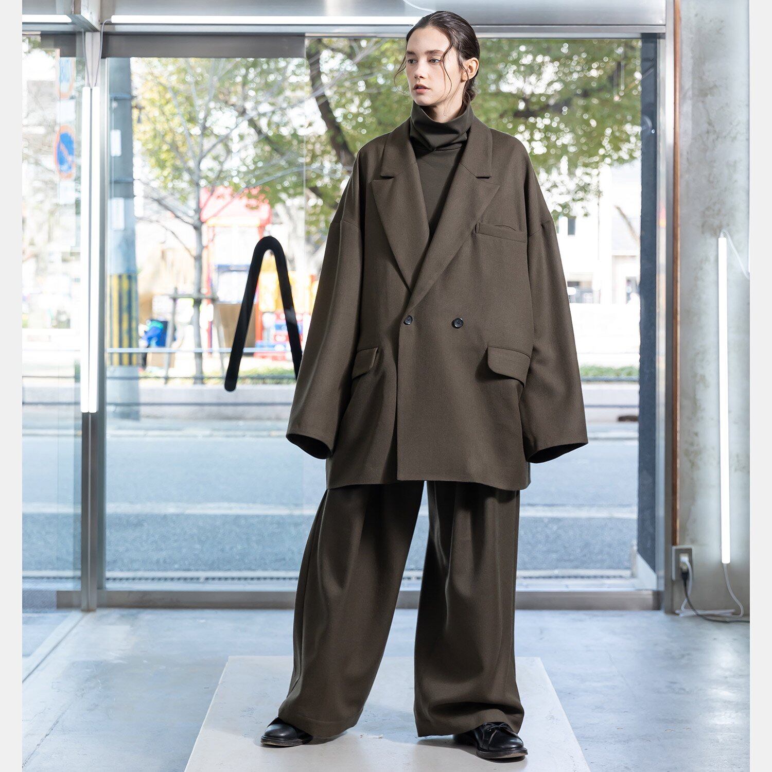 VOAAOV BISHU WOOL ONI SURGE Tuck Wide Pants (OLV) VOPT-K44 | IAAAM