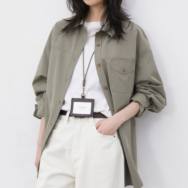 Retro casual loose lyocell shirt jacket (SN380)