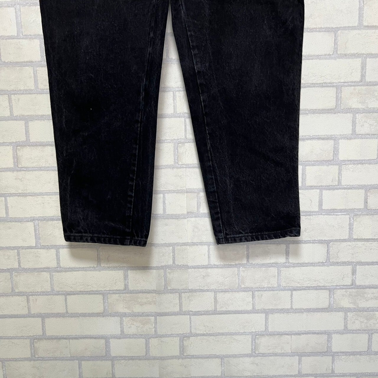 W36×L32】GITANO ブラックデニムパンツ 革パッチ | 古着屋OLDGREEN