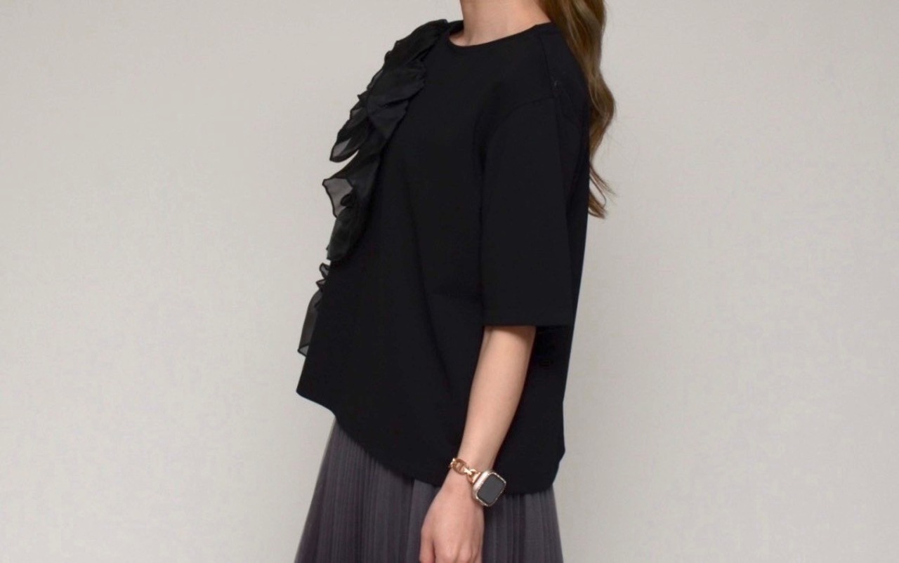 【praia】オーガンジーモチーフカットソー　LEO2614