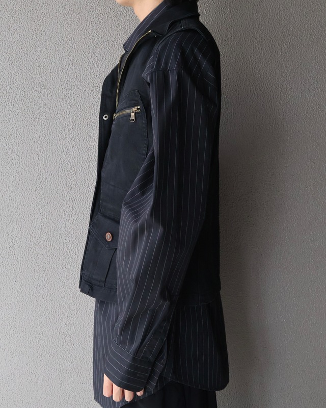 Denim double zip vest
