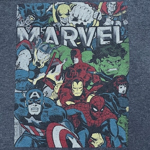 【MARVEL】2XL ビッグシルエット ロゴ プリント オフィシャル 公式 Tシャツ アベンジャーズ スパイダーマン アイアンマン マイティソー ハルク キャプテンアメリカ  アメコミ マーベル メキシコ製 半袖 US古着