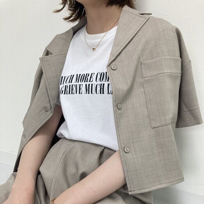 セール】半袖ジャケットワイドパンツ配色ステッチセットアップ