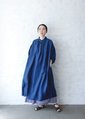 〈 michirico 24SS 〉 Back gather dress / アイアンブル- / Women's