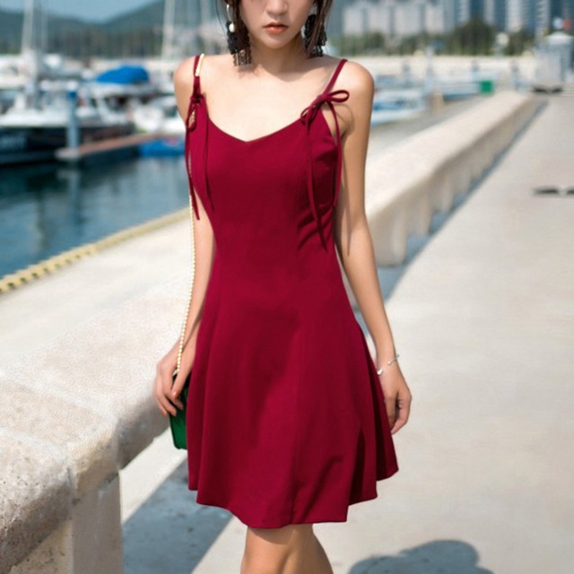 フレア キャミソール リボン ワンピース