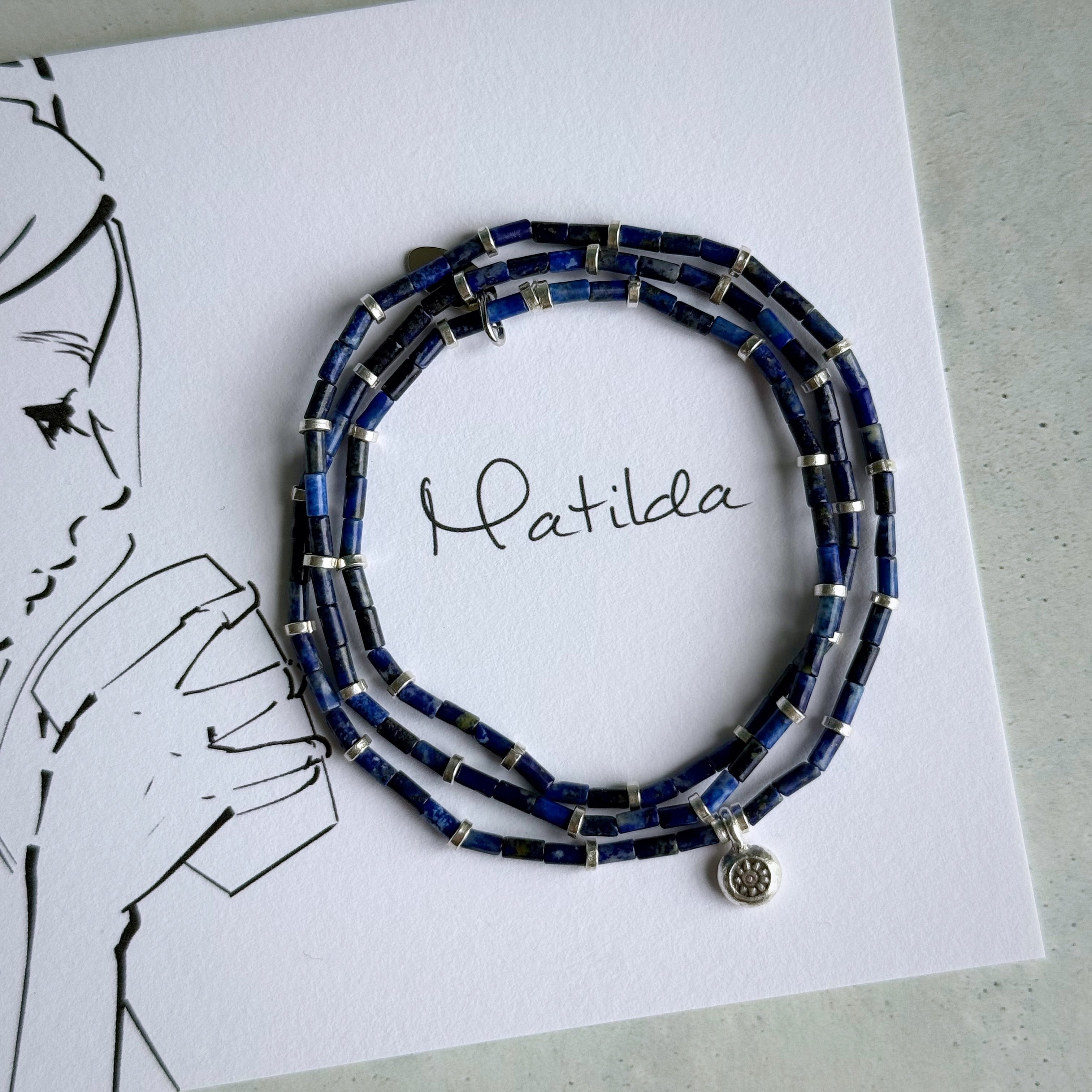 【再販】2way bracelet(ラピスラズリ×カレンシルバー)